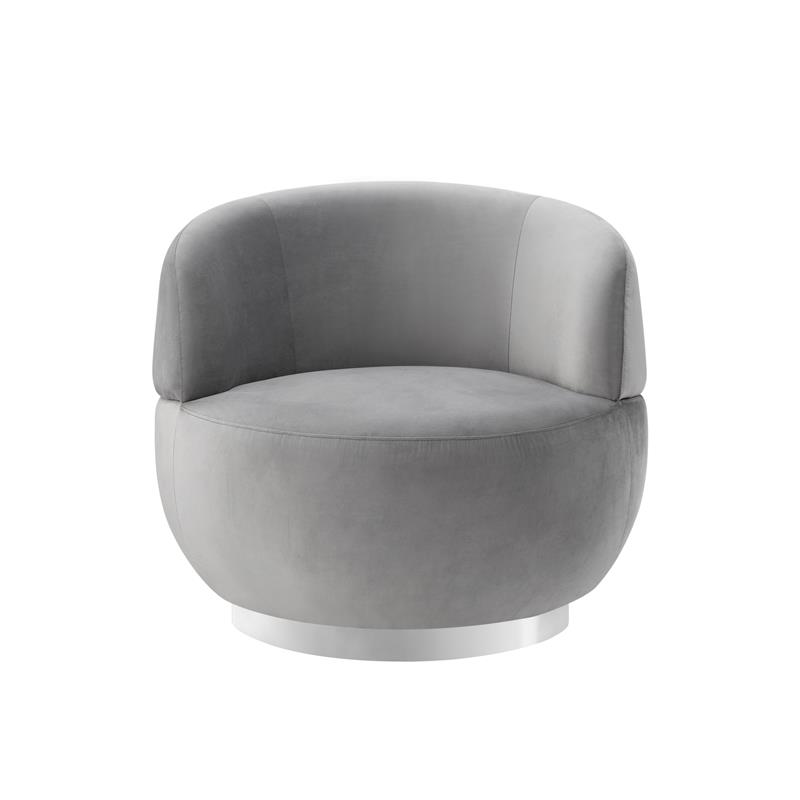Posh Living Kenzleigh Velvet Accent Chair Grey/Chrome