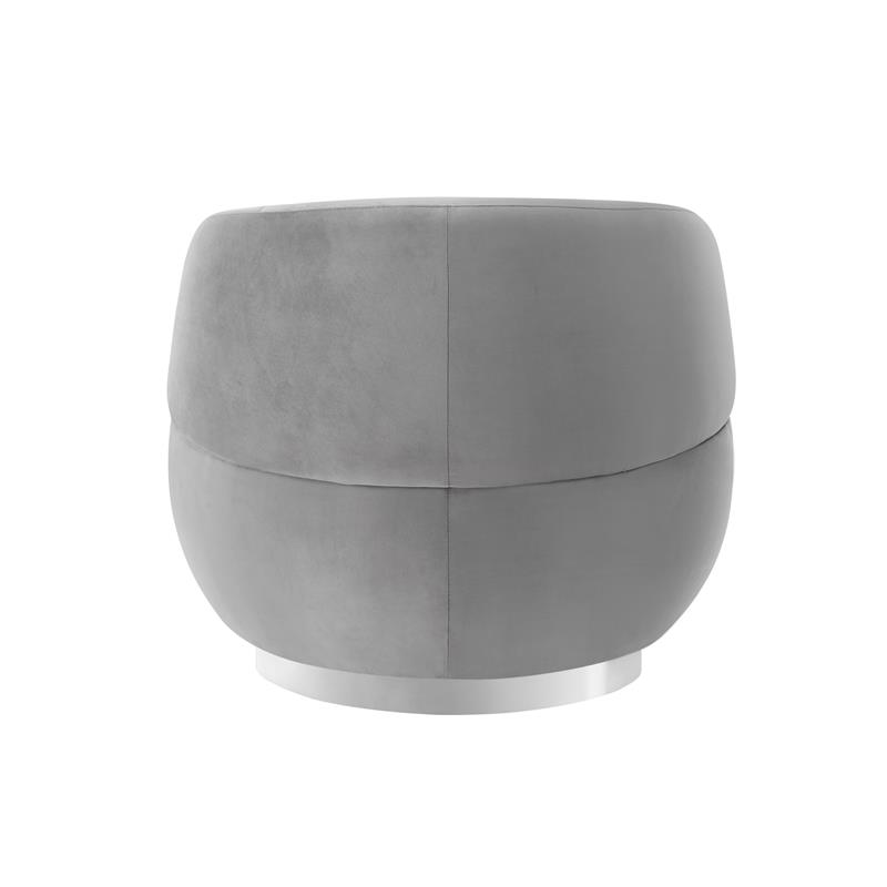 Posh Living Kenzleigh Velvet Accent Chair Grey/Chrome