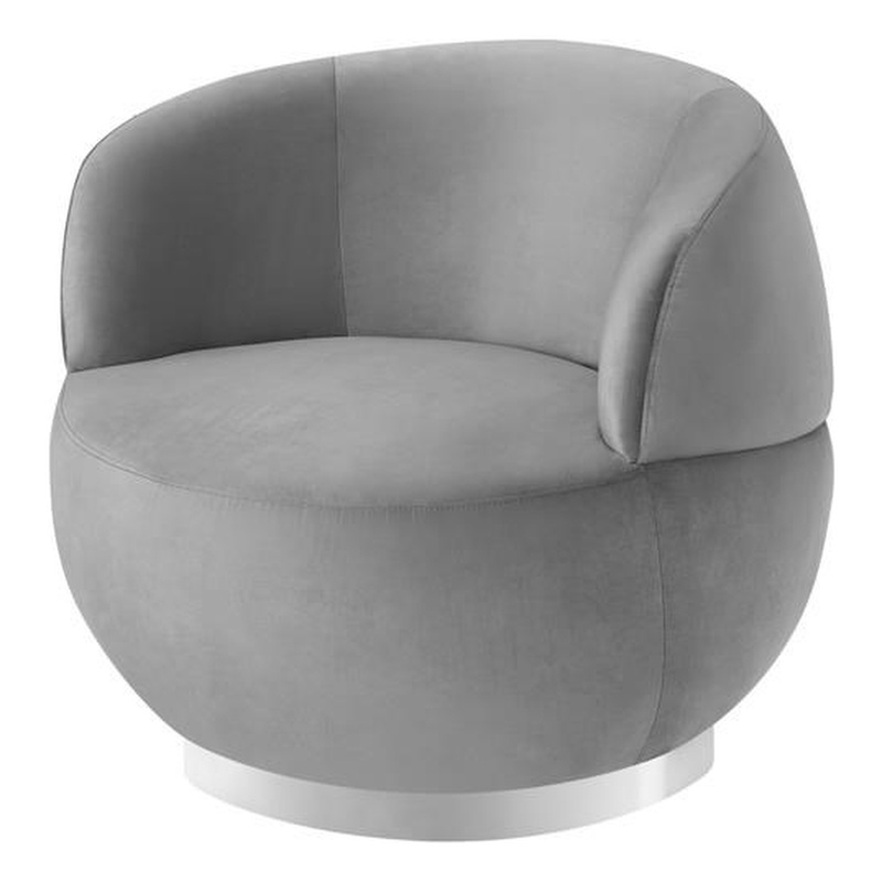 Posh Living Kenzleigh Velvet Accent Chair Grey/Chrome