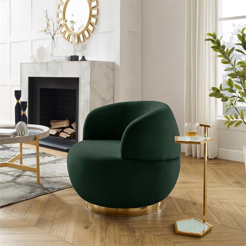 Posh Living Kenzleigh Velvet Accent Chair Hunter Green/Gold