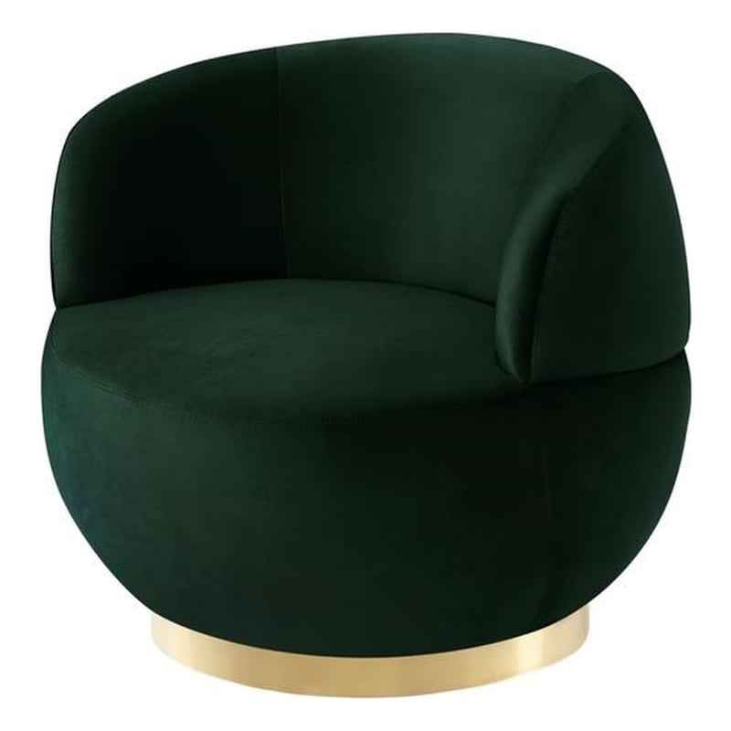 Posh Living Kenzleigh Velvet Accent Chair Hunter Green/Gold