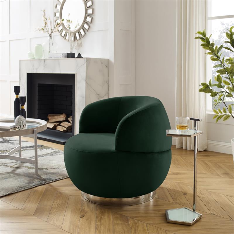 Posh Living Kenzleigh Velvet Accent Chair Hunter Green/Chrome