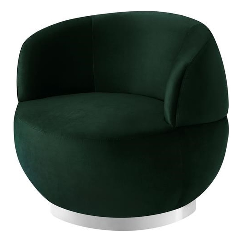 Posh Living Kenzleigh Velvet Accent Chair Hunter Green/Chrome