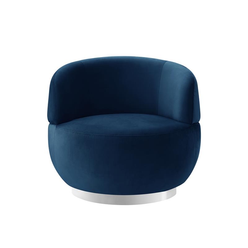 Posh Living Kenzleigh Velvet Accent Chair Navy/Chrome