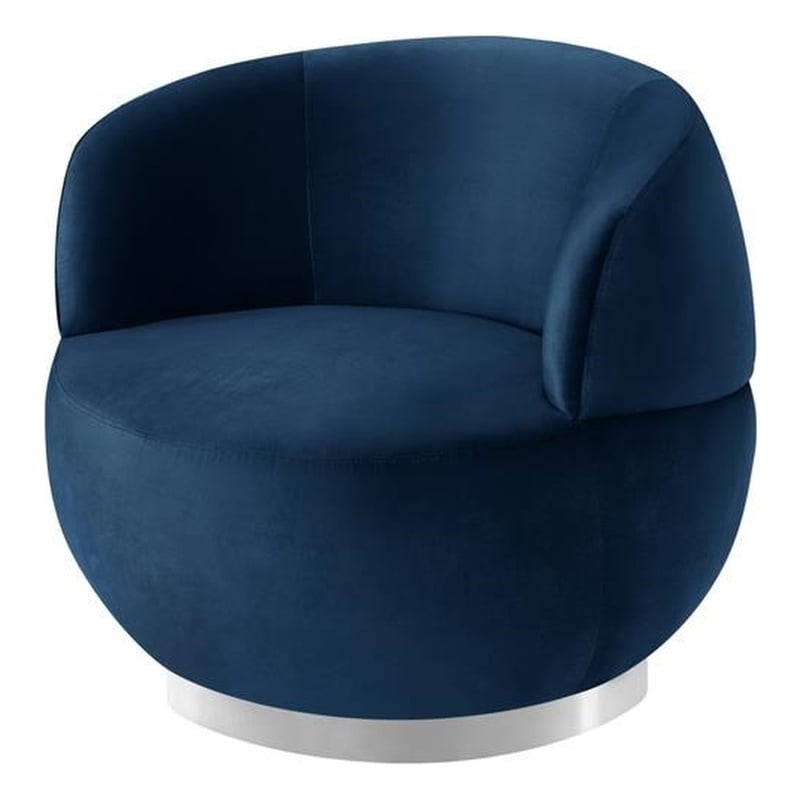 Posh Living Kenzleigh Velvet Accent Chair Navy/Chrome