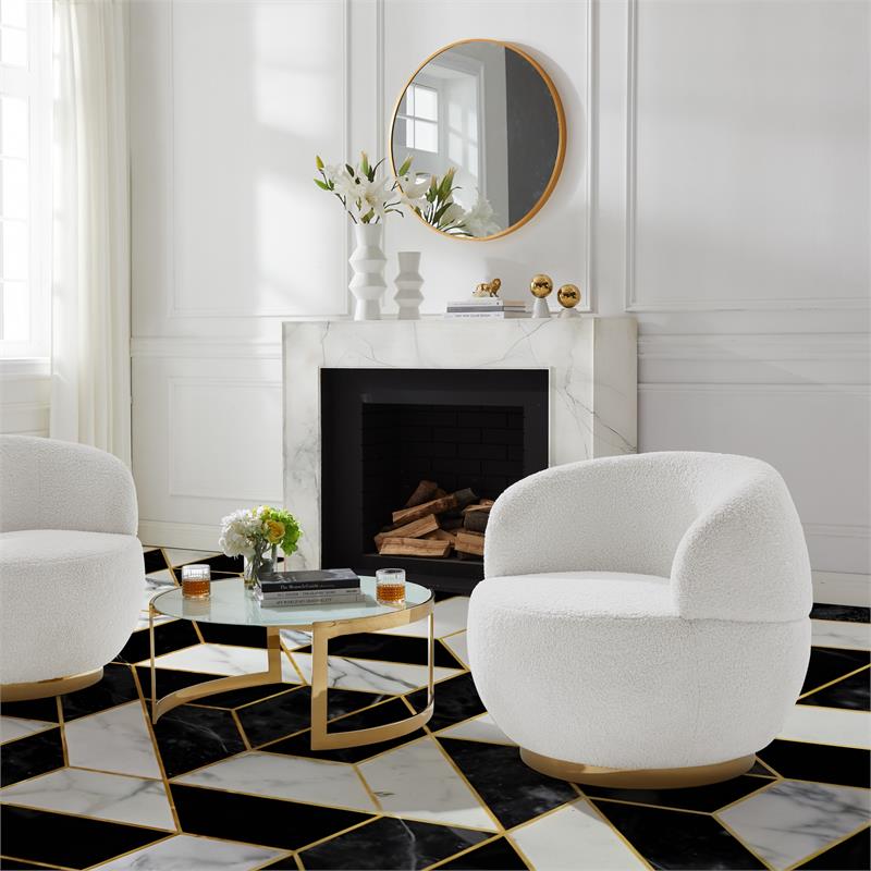 Posh Living Kenzleigh Sherpa Accent Chair White/Gold