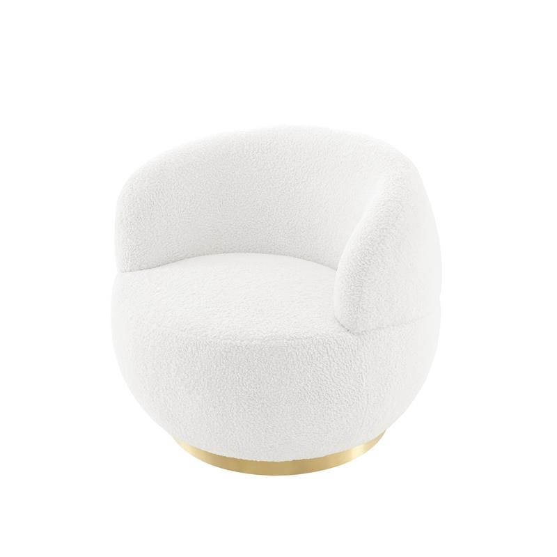 Posh Living Kenzleigh Sherpa Accent Chair White/Gold