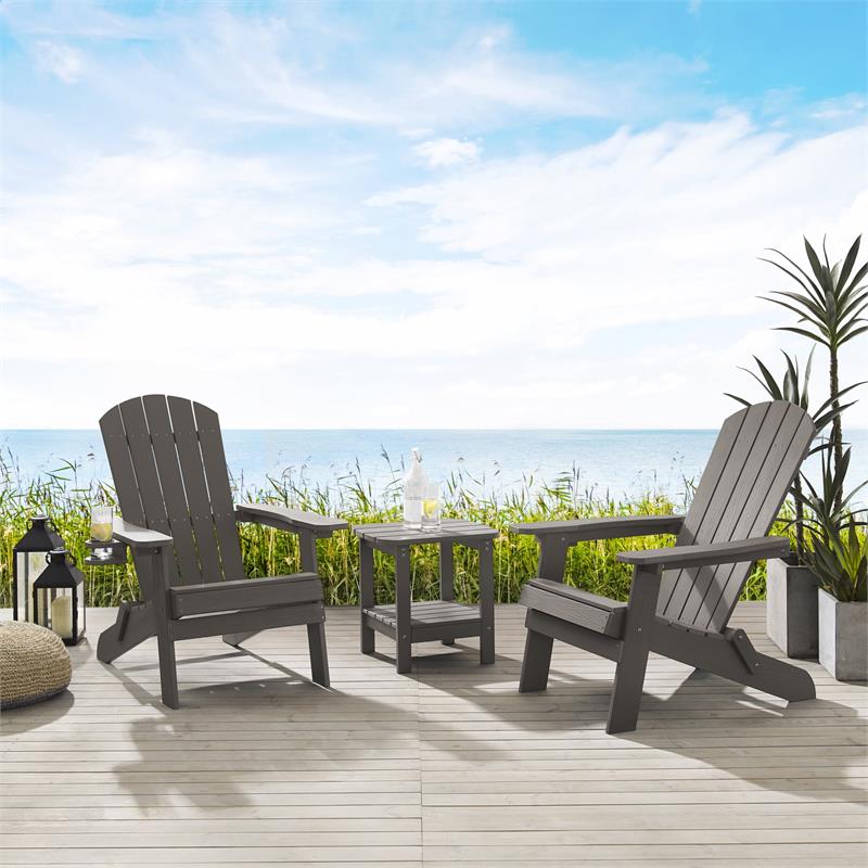 Posh Living Zayna Outdoor Adirondack Chair Charcoal Grey