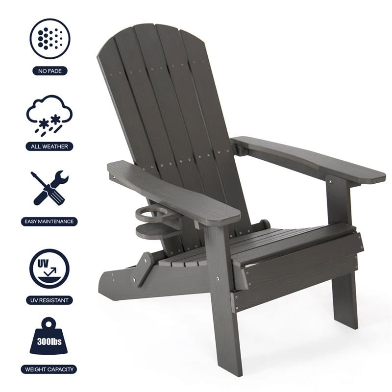 Posh Living Zayna Outdoor Adirondack Chair Charcoal Grey