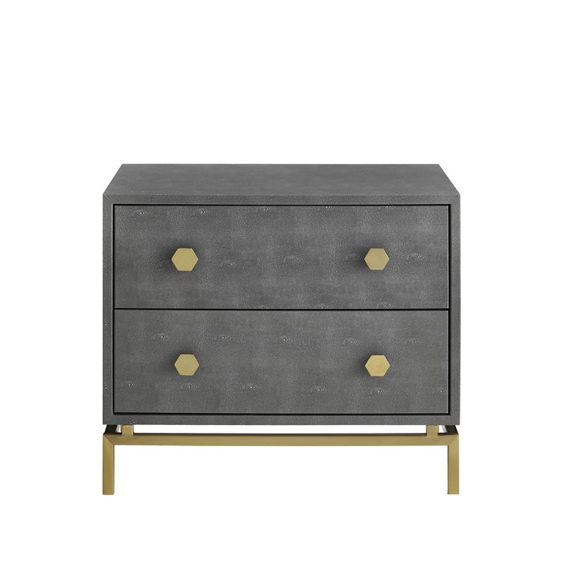 Posh Living Taleah Faux Shagreen Side Table Grey/Gold