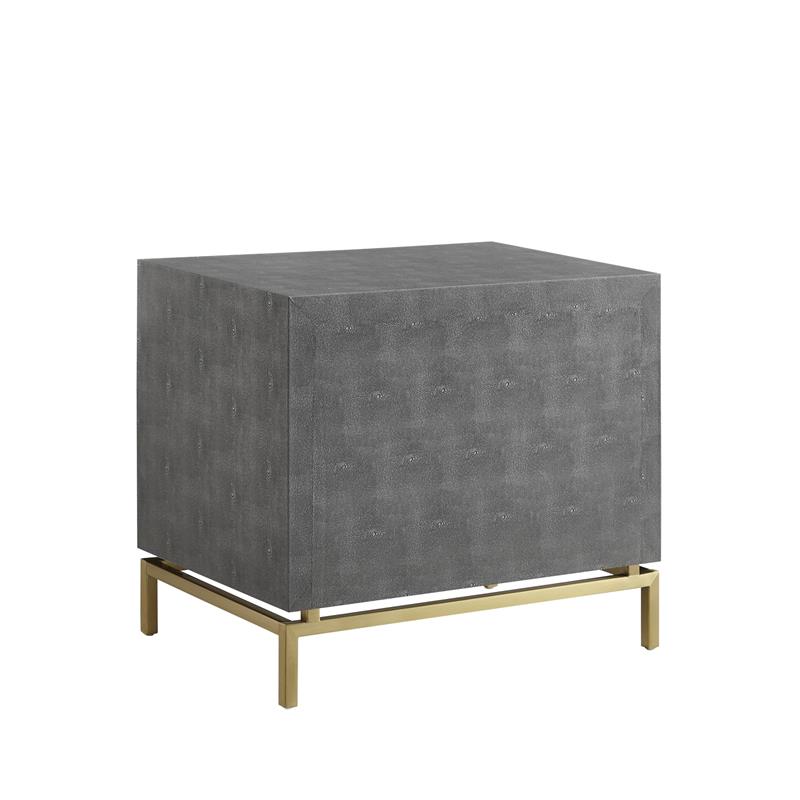 Posh Living Taleah Faux Shagreen Side Table Grey/Gold