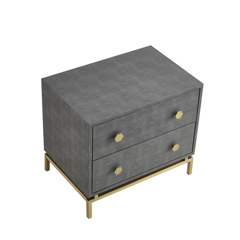 Posh Living Taleah Faux Shagreen Side Table Grey/Gold