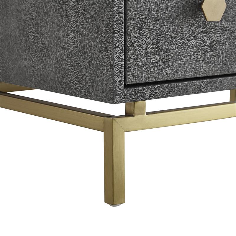 Posh Living Taleah Faux Shagreen Side Table Grey/Gold