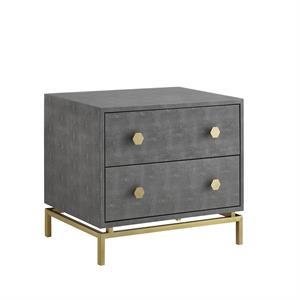 Posh Living Taleah Faux Shagreen Side Table Grey/Gold