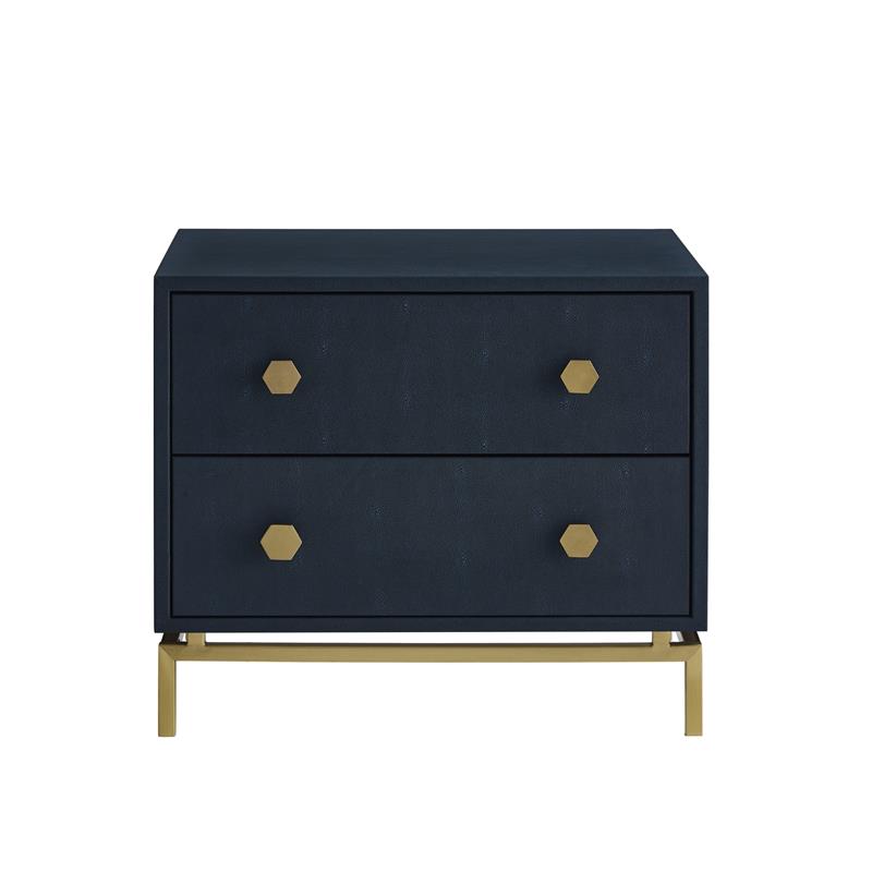 Posh Living Taleah Faux Shagreen Side Table Navy/Gold