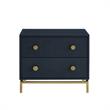 Posh Living Taleah Faux Shagreen Side Table Navy/Gold