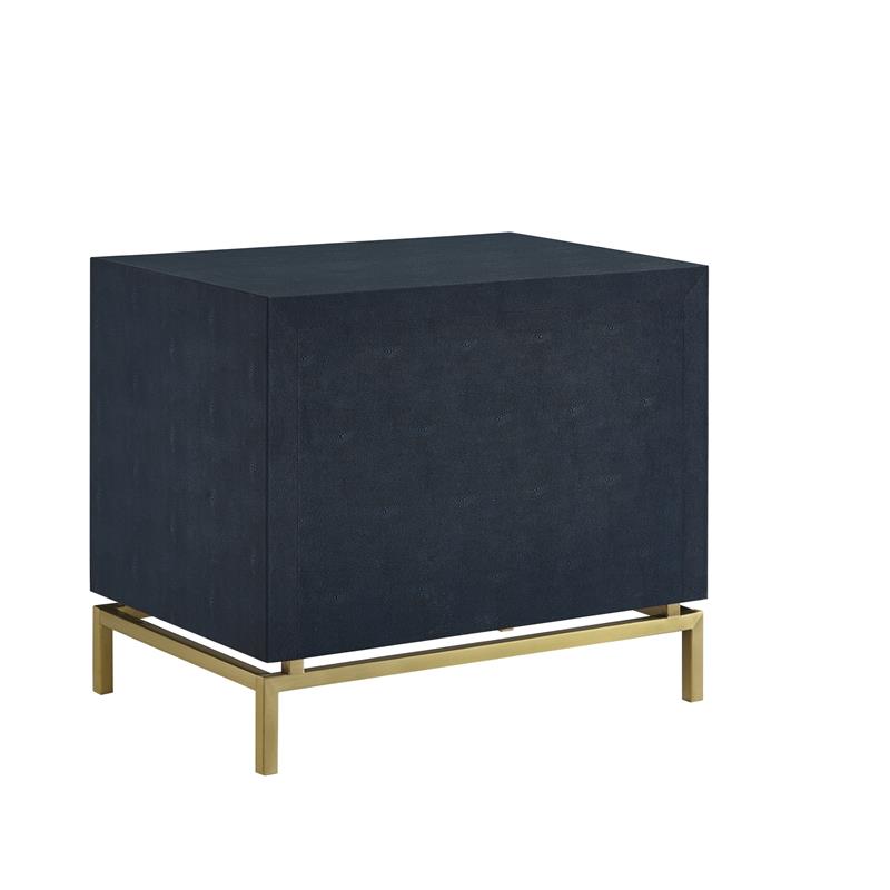 Posh Living Taleah Faux Shagreen Side Table Navy/Gold