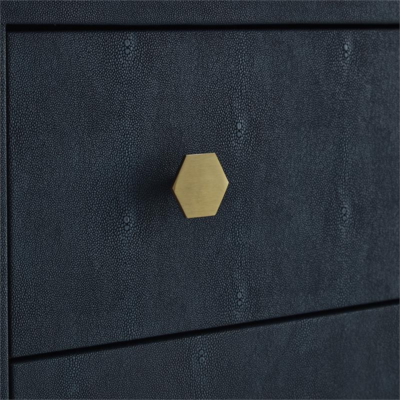 Posh Living Taleah Faux Shagreen Side Table Navy/Gold