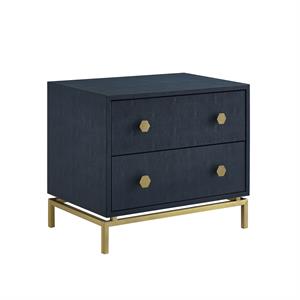 Posh Living Taleah Faux Shagreen Side Table Navy/Gold