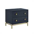 Posh Living Taleah Faux Shagreen Side Table Navy/Gold