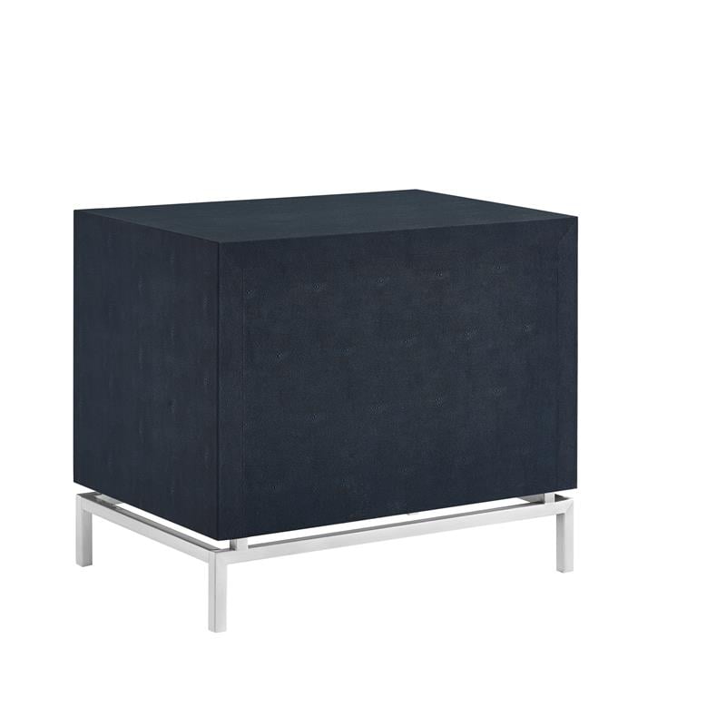 Posh Living Taleah Faux Shagreen Side Table Navy/Chrome