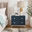 Posh Living Taleah Faux Shagreen Side Table Navy/Chrome