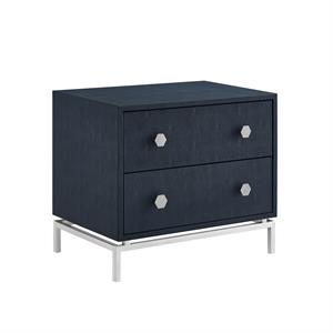 Posh Living Taleah Faux Shagreen Side Table Navy/Chrome