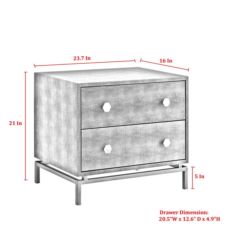Posh Living Taleah Faux Shagreen Side Table Cream White/Gold