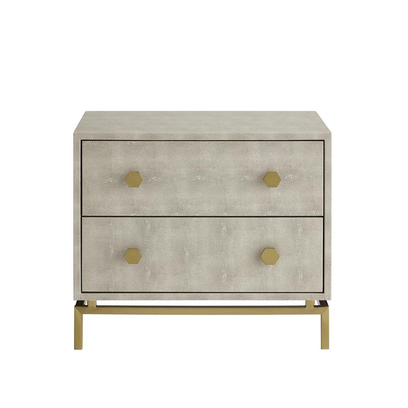 Posh Living Taleah Faux Shagreen Side Table Cream White/Gold