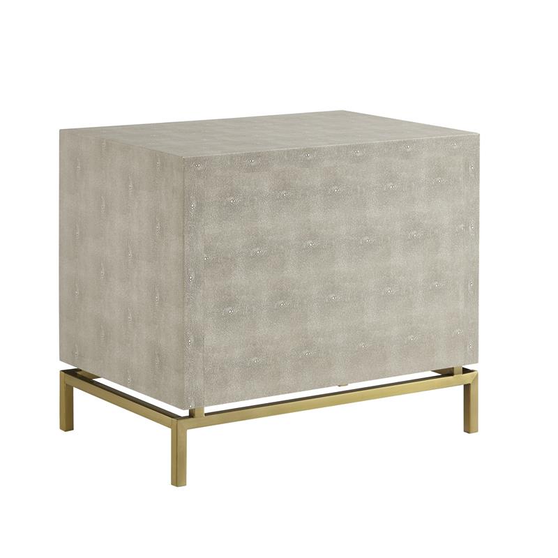 Posh Living Taleah Faux Shagreen Side Table Cream White/Gold
