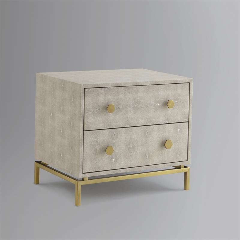 Posh Living Taleah Faux Shagreen Side Table Cream White/Gold