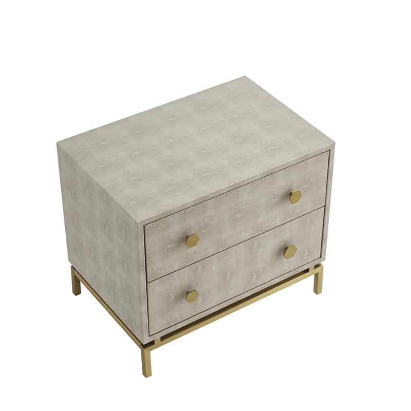 Posh Living Taleah Faux Shagreen Side Table Cream White/Gold