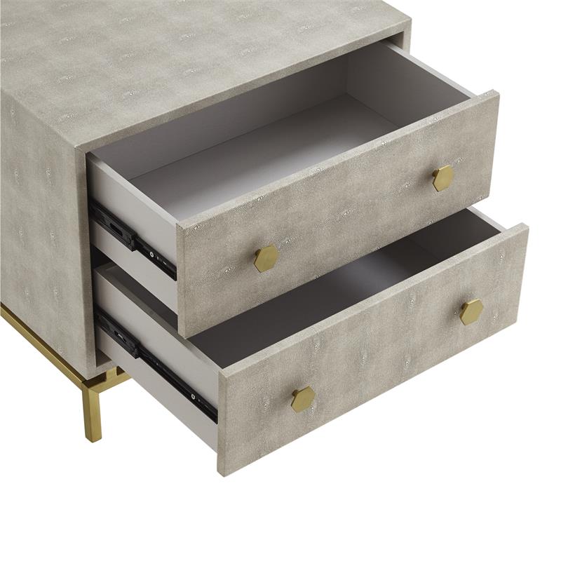 Posh Living Taleah Faux Shagreen Side Table Cream White/Gold
