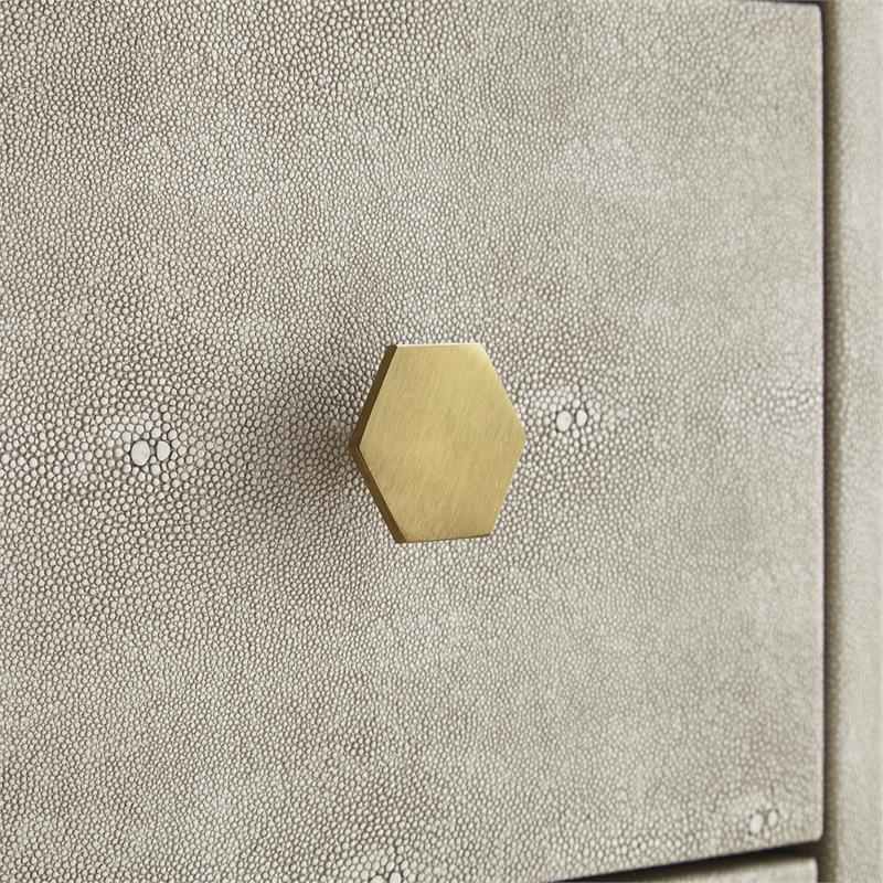 Posh Living Taleah Faux Shagreen Side Table Cream White/Gold