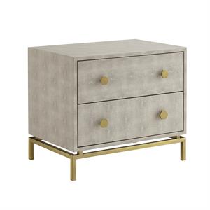 Posh Living Taleah Faux Shagreen Side Table Cream White/Gold