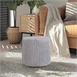 Posh Living Brayton Cotton Yarn 3-in-1 Pouf/Ottoman/End Table Light Grey