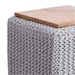 Posh Living Desean Cotton Yarn 3-in-1 Pouf/Ottoman/End Table Light Grey