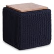 Posh Living Desean Cotton Yarn 3-in-1 Pouf/Ottoman/End Table Navy