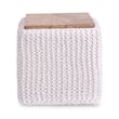 Posh Living Desean Cotton Yarn 3-in-1 Pouf/Ottoman/End Table White