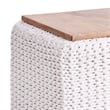 Posh Living Desean Cotton Yarn 3-in-1 Pouf/Ottoman/End Table White