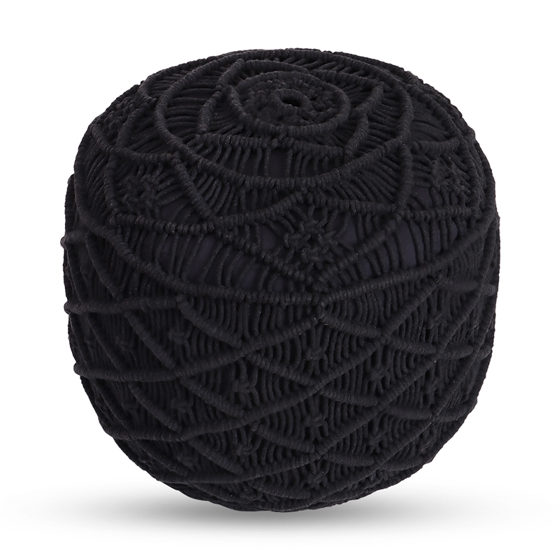 Posh Living Jakhi Cotton Yarn Pouf Black