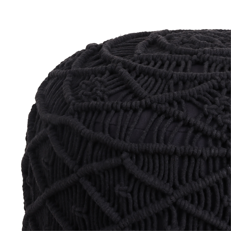 Posh Living Jakhi Cotton Yarn Pouf Black