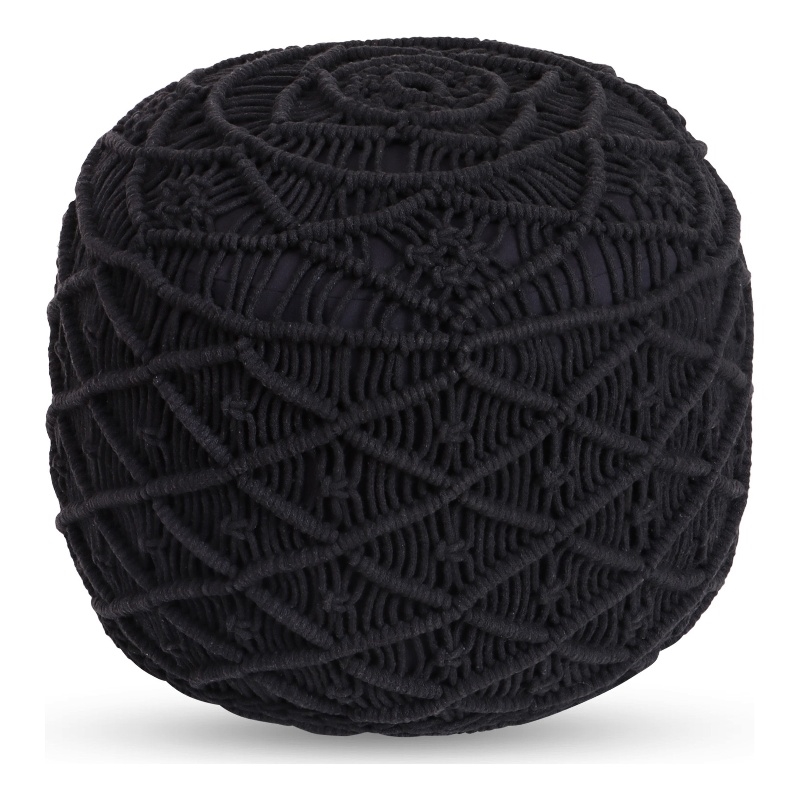 Posh Living Jakhi Cotton Yarn Pouf Black