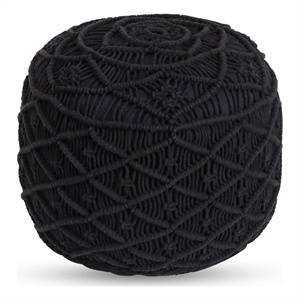 Posh Living Jakhi Cotton Yarn Pouf Black