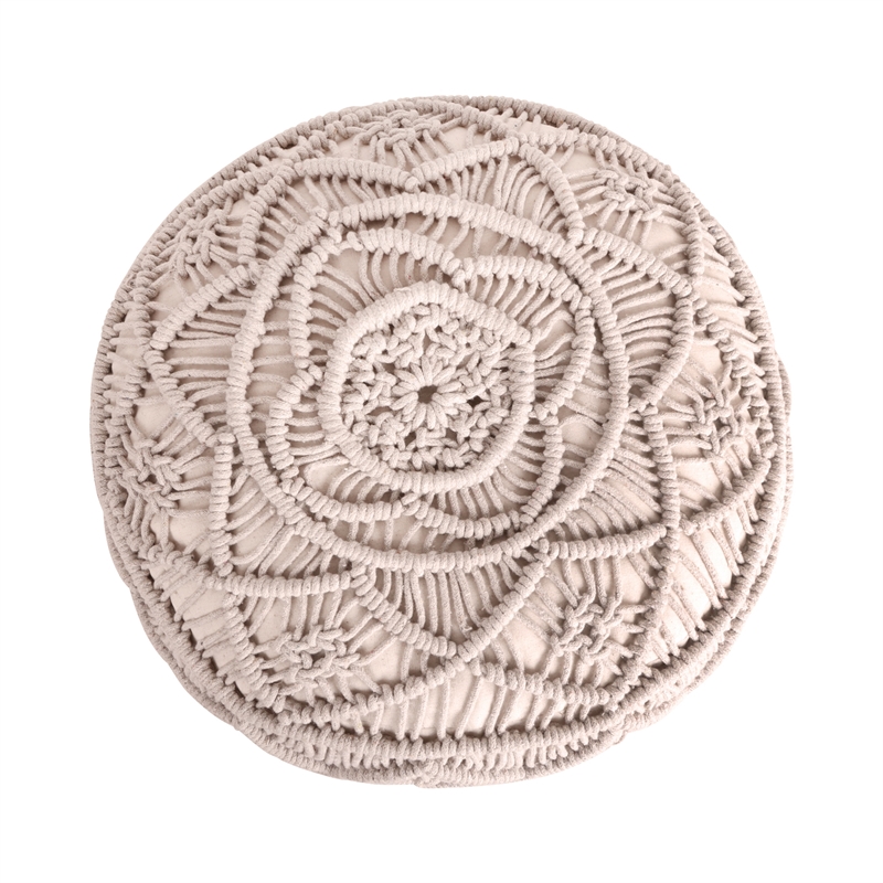 Posh Living Jakhi Cotton Yarn Pouf Ivory