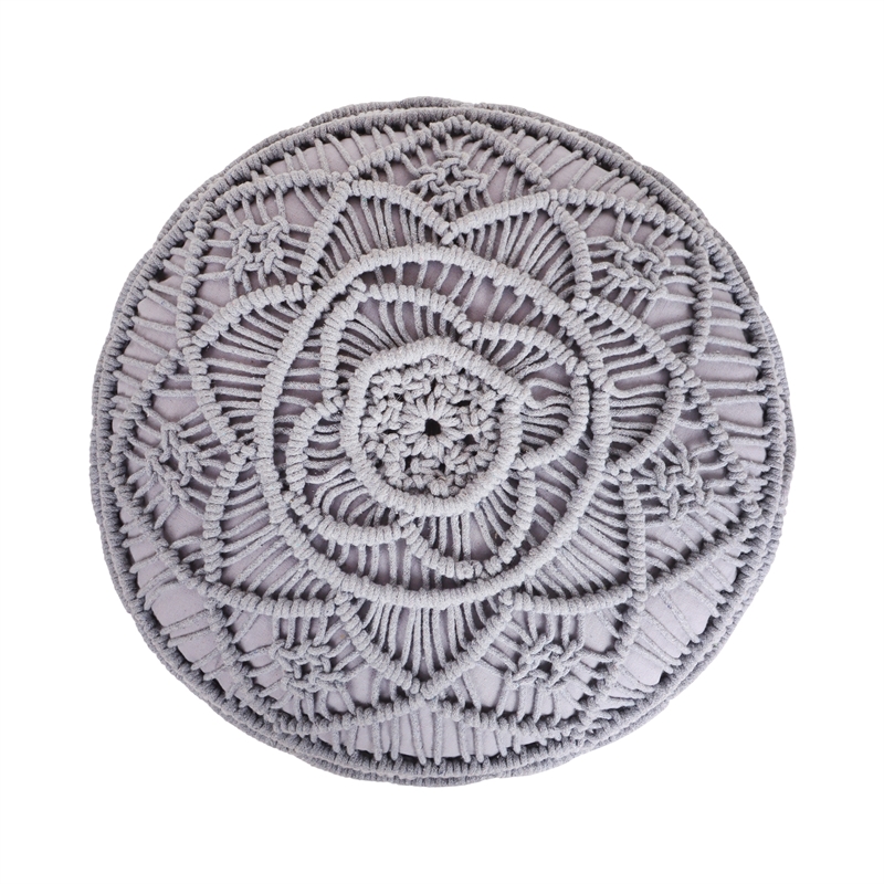 Posh Living Jakhi Cotton Yarn Pouf Light Grey