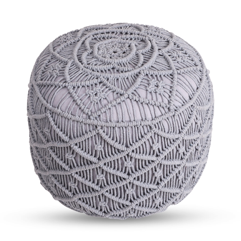 Posh Living Jakhi Cotton Yarn Pouf Light Grey