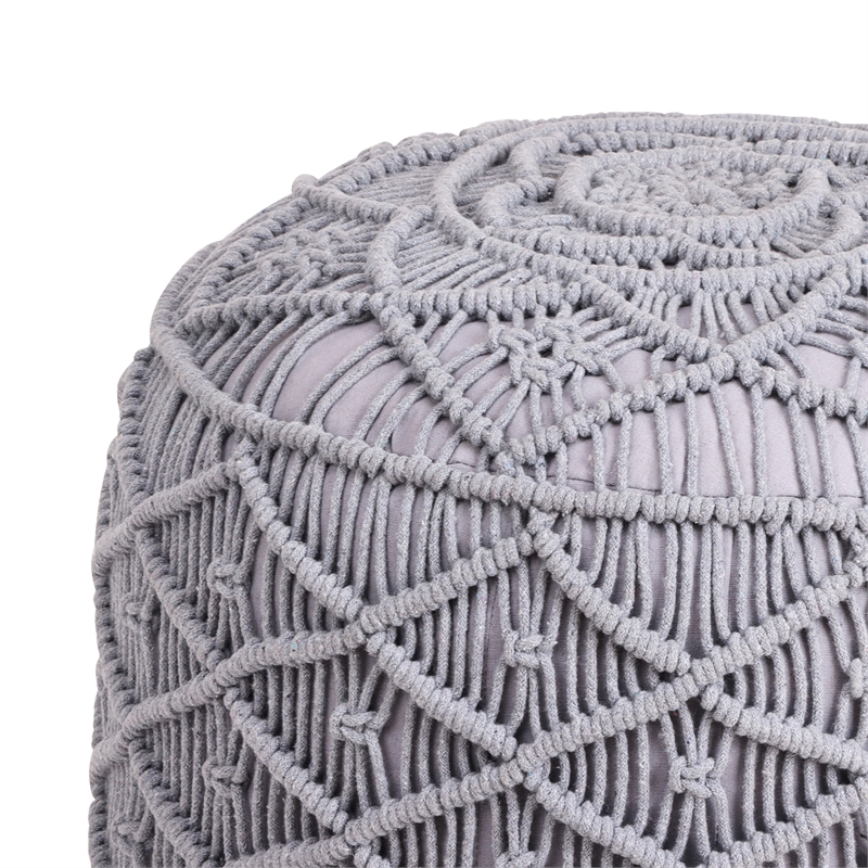 Posh Living Jakhi Cotton Yarn Pouf Light Grey
