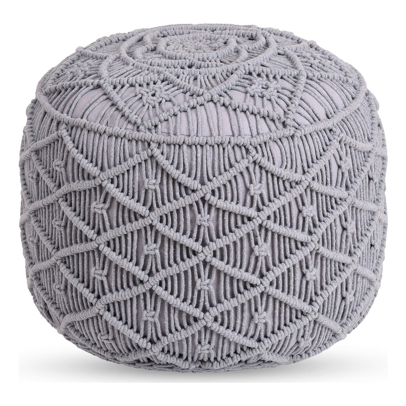 Posh Living Jakhi Cotton Yarn Pouf Light Grey