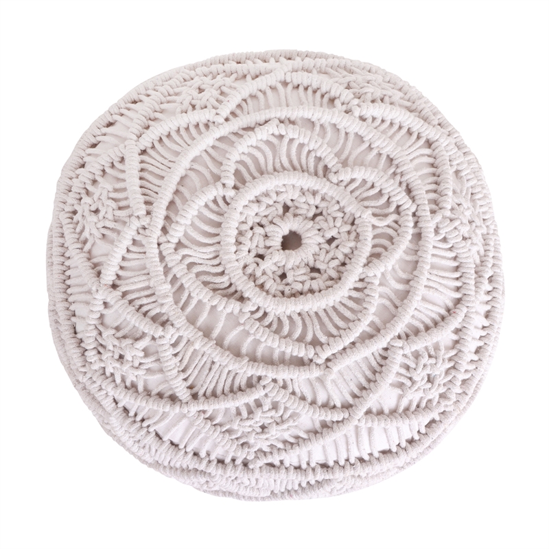 Posh Living Jakhi Cotton Yarn Pouf White